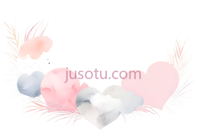 心形,水彩画,白色,粉色,蓝色, PNG