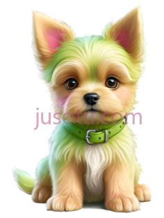 小狗,卡通,绿色PNG