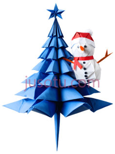 圣诞树,折纸,蓝色PNG