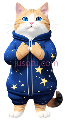 猫,卡通,蓝色带黄色星星PNG
