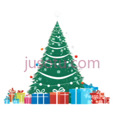 圣诞树,装饰有彩灯,雪花,绿色PNG