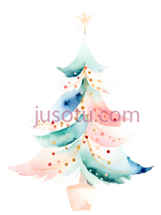 圣诞树,水彩画,蓝色,绿色,粉色PNG