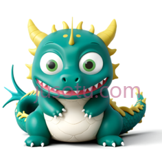 卡通龙,可爱,绿色PNG