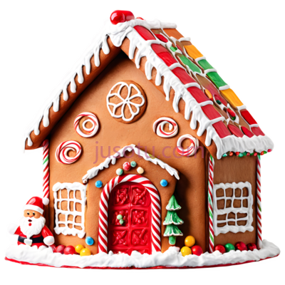 姜饼屋,节日,棕色,红色,白色, PNG