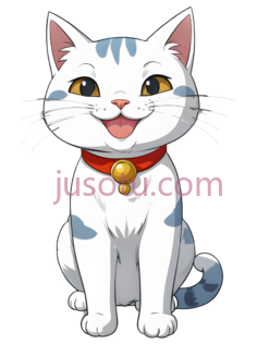 猫,卡通,白色带蓝色斑点, PNG