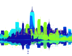 城市天际线,抽象,蓝色,绿色,紫色PNG