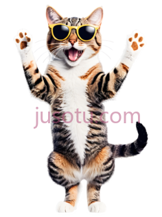 卡通猫,兴奋猫,墨镜,派对姿势PNG