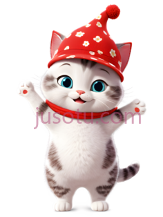 卡通猫,可爱,白色带灰色斑纹PNG