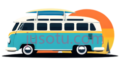 面包车,卡通,蓝色, 白色, 黄色PNG