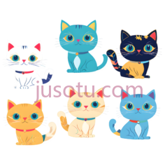 猫,卡通,浅蓝色PNG