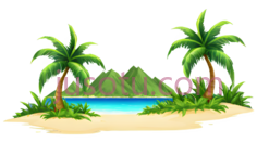 岛屿,卡通,绿色,蓝色,黄色PNG