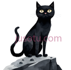 黑猫,插画,黑色PNG