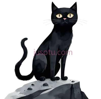 黑猫,插画,黑色, PNG