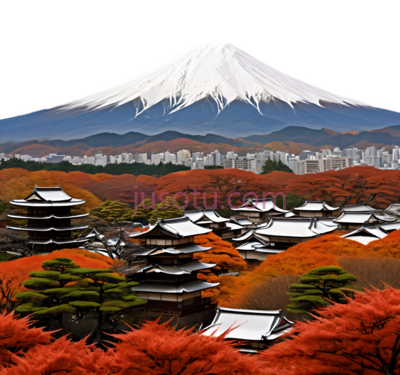 富士山,插画,白色, PNG