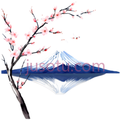 山水画,富士山,樱花PNG