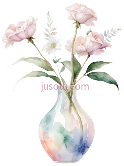 花瓶,水彩画,白色,粉色,绿色, PNG