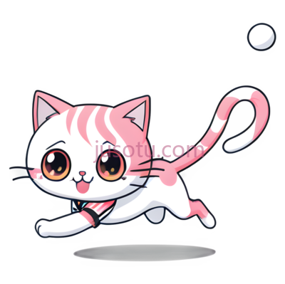 卡通猫,可爱,白色,粉色, PNG