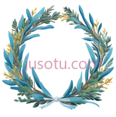 花环,水彩画,蓝色,绿色,黄色PNG