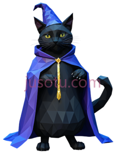 猫,低多边形,黑色PNG