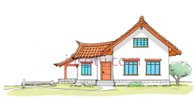 房子,卡通,白色,红色,棕色, PNG