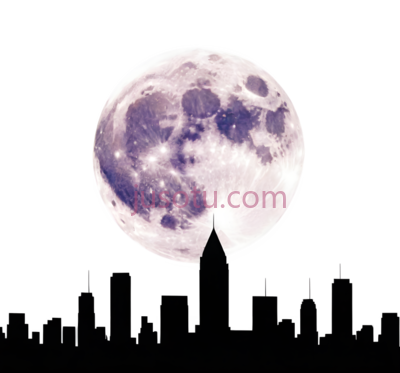 月亮,暗夜,城市天际线, PNG