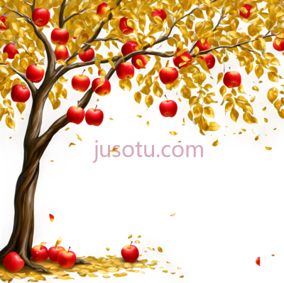 苹果树,插画,黄色,红色, PNG