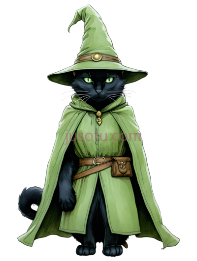 猫,巫师,绿色, PNG