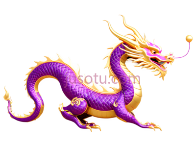 龙,卡通,紫色, PNG