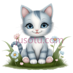 小猫,卡通,灰色,白色PNG