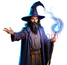 巫师,魔法师,蓝色长袍,紫色帽子PNG