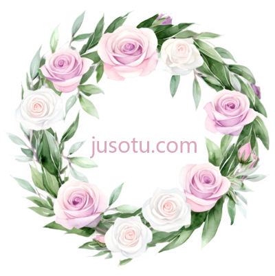 花环,水彩画,粉色,白色, PNG