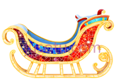 雪橇,卡通,金色,蓝色,红色PNG