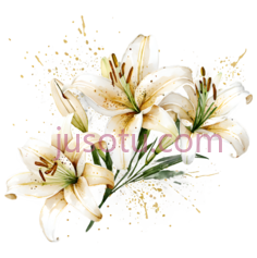 百合花,插画,白色, PNG