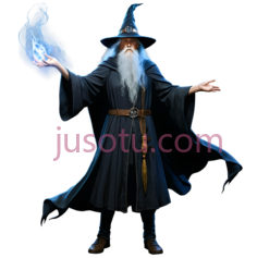 巫师,奇幻,蓝色斗篷,帽子PNG
