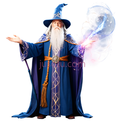 巫师,魔法师装束,蓝色, PNG