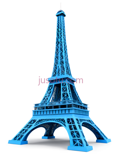 埃菲尔铁塔,3D,蓝色, PNG