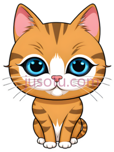 小猫,卡通,橘色,白色PNG