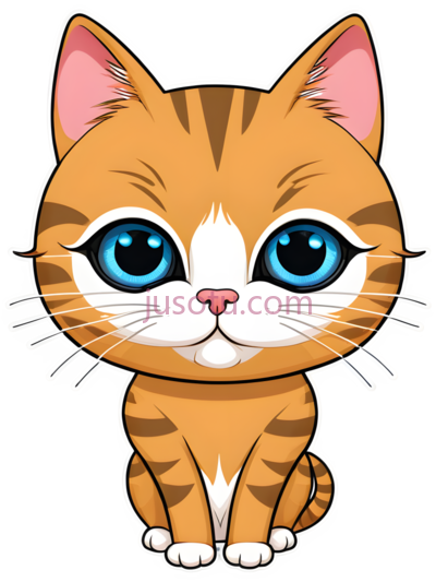 小猫,卡通,橘色,白色, PNG