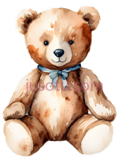 泰迪熊,水彩画,棕色PNG