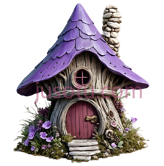 小屋,童话,紫色屋顶,棕色主体PNG