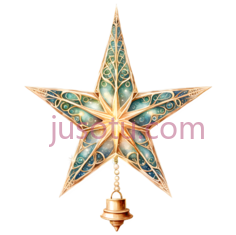 星星,装饰性,金色,绿色PNG