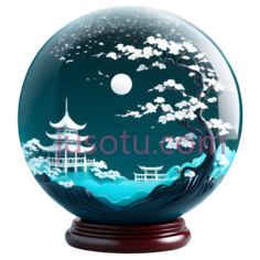 玻璃地球仪,梦幻,深蓝,彩色木雕,夜景PNG