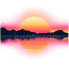 日落,水面PNG