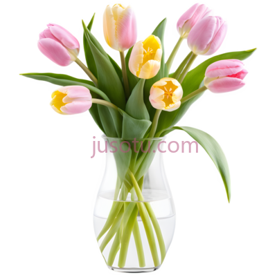 郁金香,插花,粉色,黄色, PNG