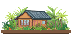 小屋,卡通,棕色屋顶, 橙色墙壁PNG