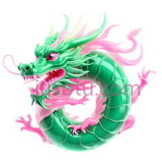 龙,卡通,绿色,粉色PNG