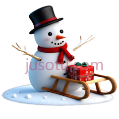 雪人,卡通,白色身体, 红色围巾,鼻子PNG