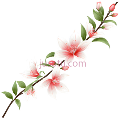 花朵,插画,白色,粉色,绿色, PNG