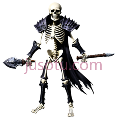 骷髅战士,幻想,白色骨骼配黑色盔甲PNG