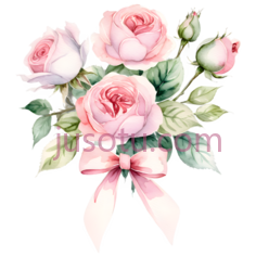 玫瑰花,水彩画,粉色PNG